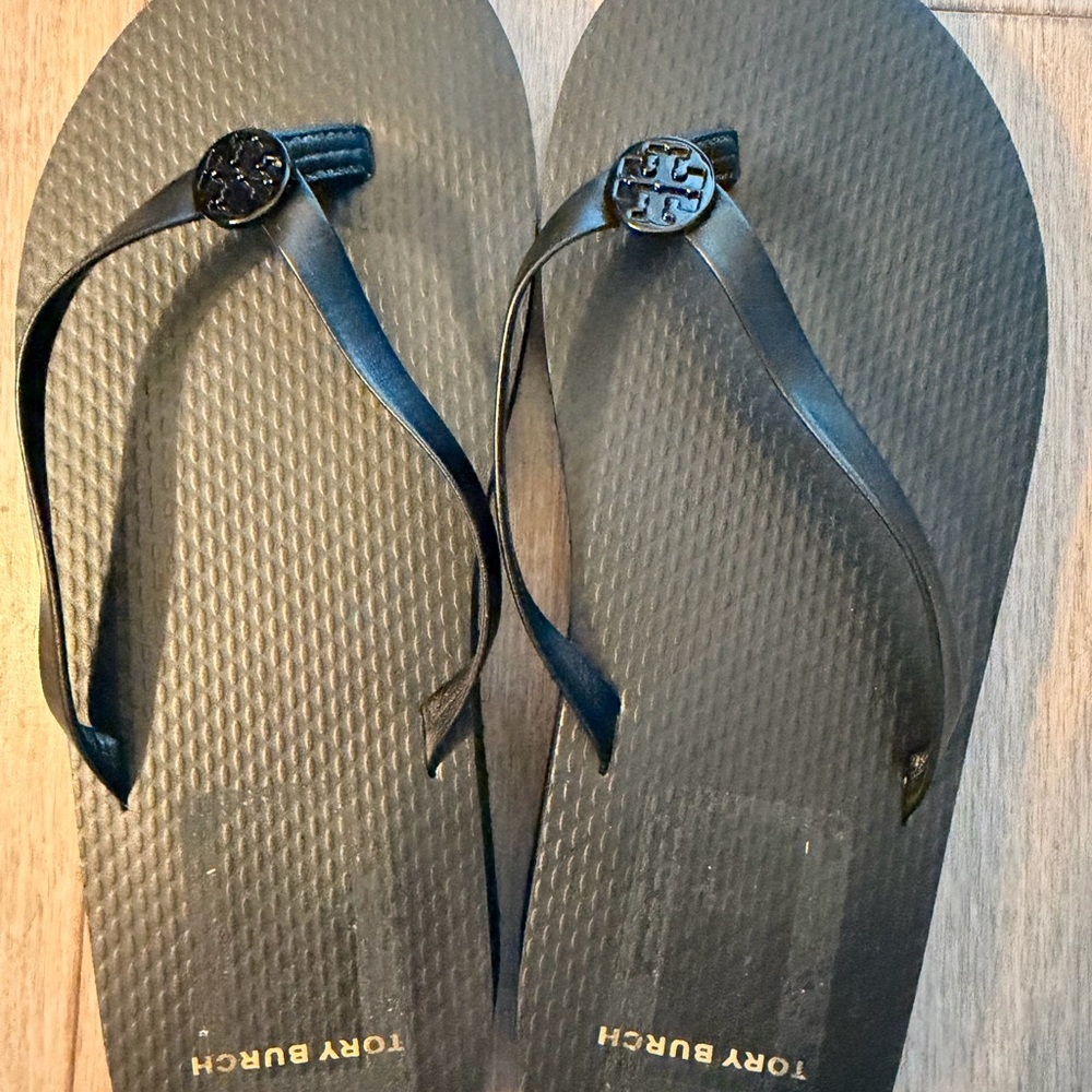 Tory Burch Black Flatform Flip Flops